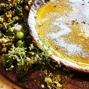 Gooseberry, Lemon & Elderflower Tart