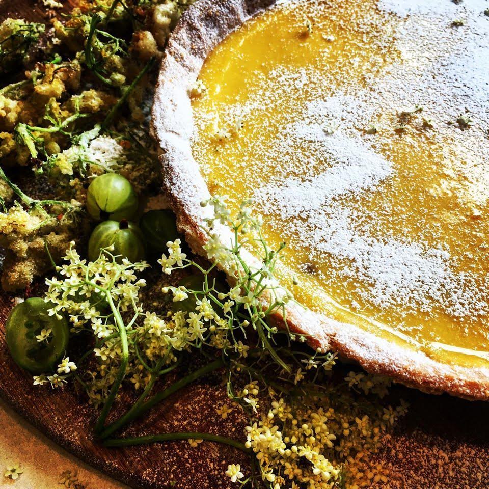 Gooseberry, Lemon & Elderflower Tart