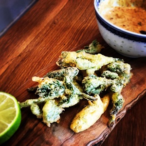 Common Hogweed Tempura with Curried Mayo